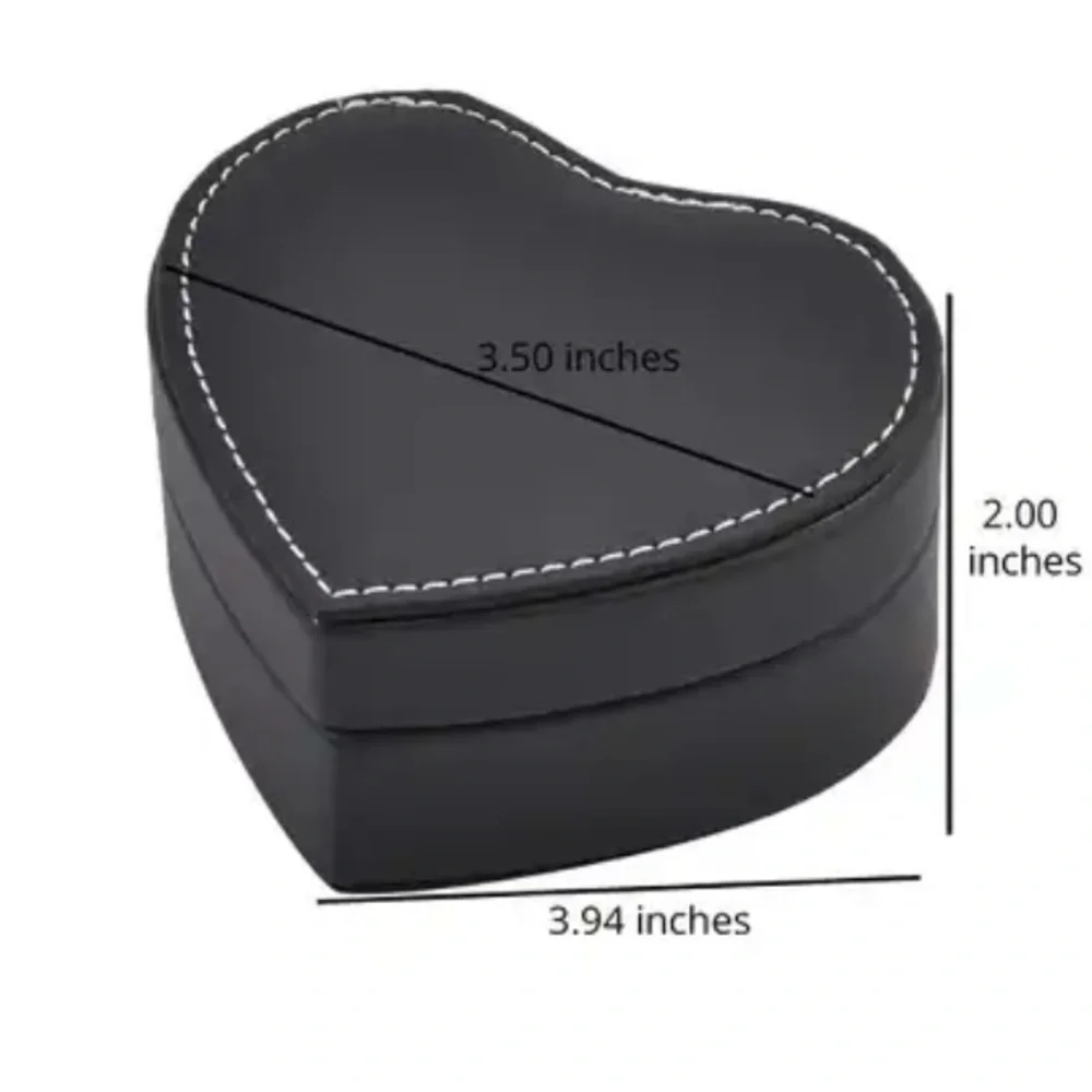 Black Faux Leather Heart Shape Jewelry Box